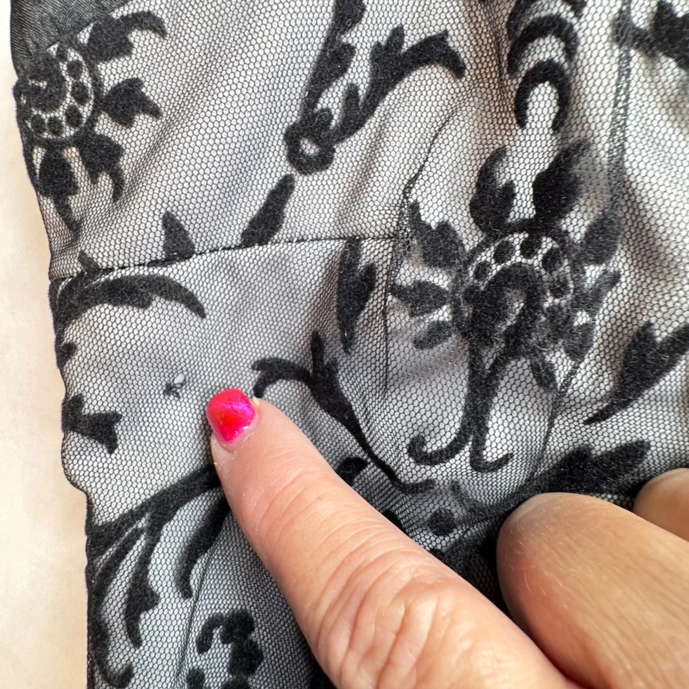 Fiorlini Black Burnout Velvet Maxi Dress Black Whimsygoth Dark Romance 10 READ - Picture 7 of 8